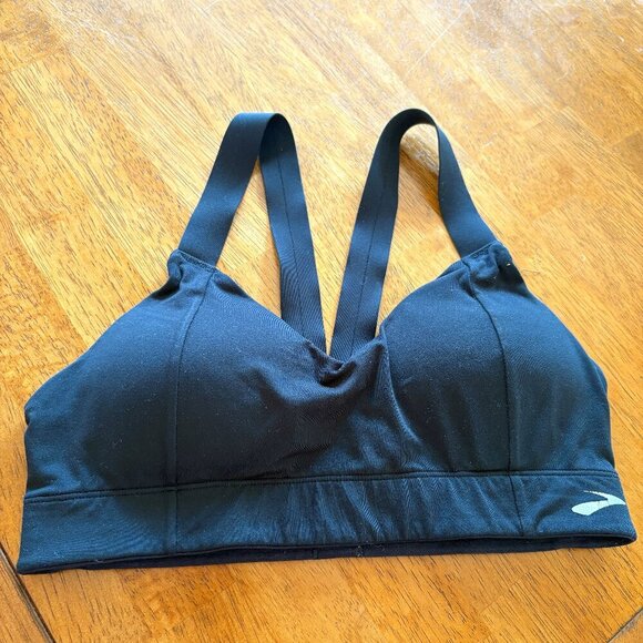 Brooks Black Sport Bra Size M Racer Back Removable Pads - Picture 2 of 11